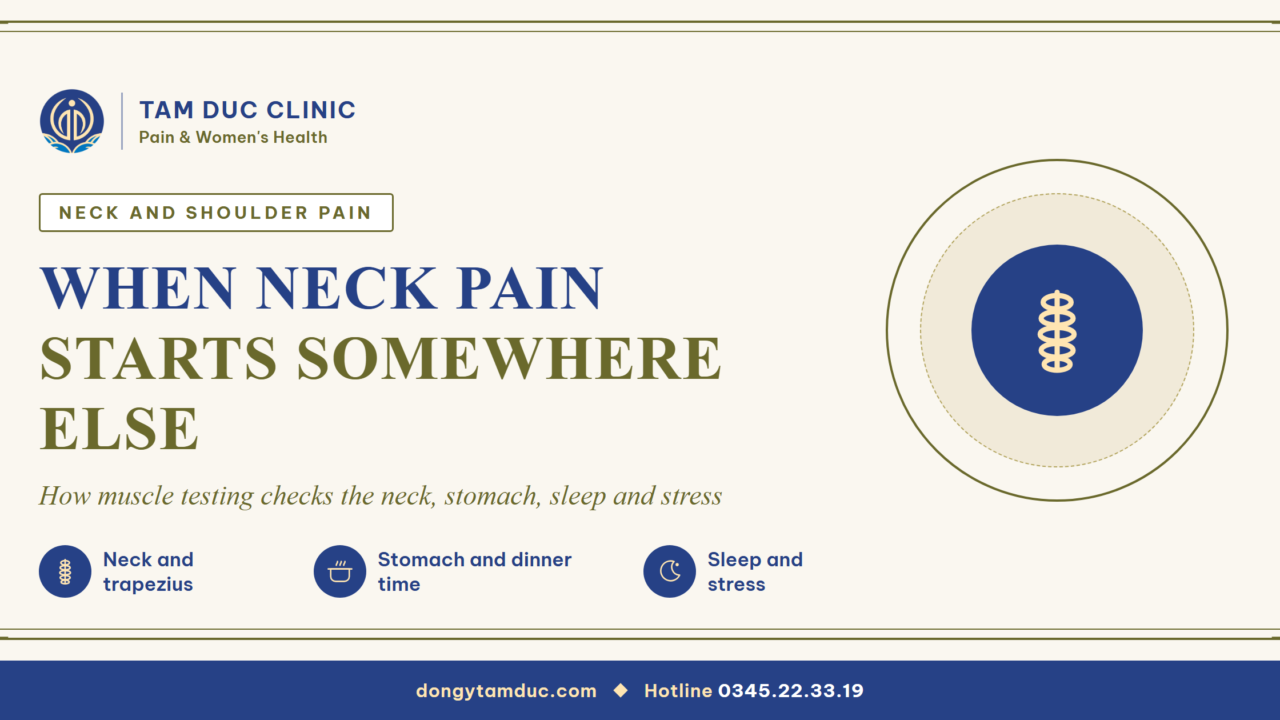 Persistent neck and shoulder pain can sometimes start in the stomach or with sleep
