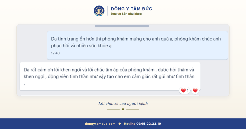 Tin nhắn phản hồi của người bệnh, đã ẩn thông tin cá nhân